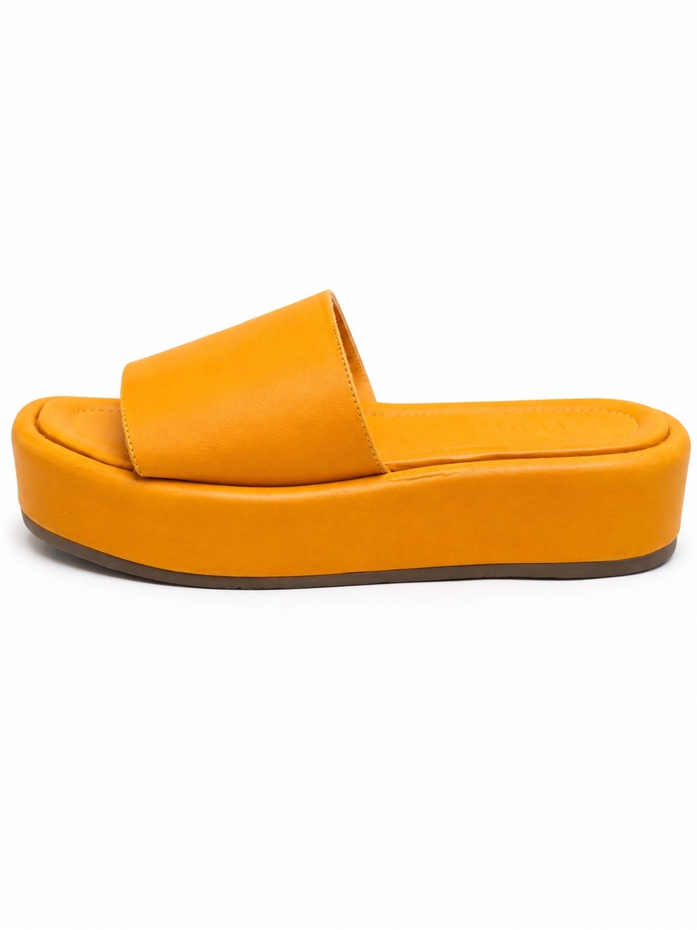 SCHUTZ Platform Slide Sandal in Mustard